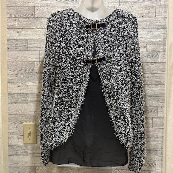 Lapis Charcoal and Silver Patterned Scarf - Picture 2 of 3